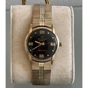Vintage Wittnauer Men's Black Dial Automatic 10K GF Bezel Watch
